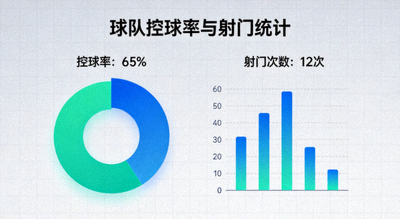 数据仪表盘展示球队控球率射门统计